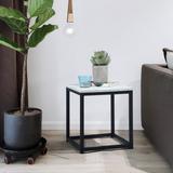 Marble Print End Table Sofa Side Table Nightstand, Metal Frame Coffee Table Accent Table Plant Stand for Living Room