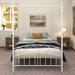 White Metal Canopy Bed Frame with European Style Headboard & Footboard