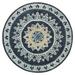 7' Round Blue Floral Medallion Area Rug - 3'6"