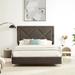 Brown Modern Stylish Velvet Platform Bed, Queen