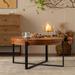 Modern Center Table Cross Wood Grain Splicing Coffee Table Round End Table with Cross Legs Base for Livingroom