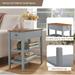 Narrow End Table with Charging Station, Gray Nightstand Sofa Side Table with USB Ports and Storage Drawer for Living Room