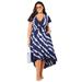 Plus Size Women's Tie-Dye V-Neck Cover Up Dress by Swimsuits For All in Navy White (Size 18/20)