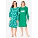 Plus Size Women's 2-Pack Long-Sleeve Sleepshirt by Dreams & Co. in Tropical Emerald Cat (Size M/L) Nightgown