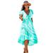 Plus Size Women's Tie-Dye V-Neck Cover Up Dress by Swimsuits For All in Miami Vice (Size 14/16)