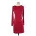 Venus Casual Dress - Sheath Crew Neck Long sleeves: Burgundy Print Dresses - Women's Size 2