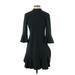 Chelsea28 Casual Dress - A-Line High Neck 3/4 sleeves: Black Solid Dresses - Women's Size 0