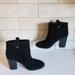 Nine West Shoes | Nine West 9.5 Black Genuine Leather Suede Contemporary High Shaft Heel Bootie | Color: Black/Gold | Size: 9.5