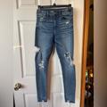 American Eagle Outfitters Jeans | American Eagle Super Stretch-Super Hi-Rise Distressed Jegging Women Sz 2 Short | Color: Blue | Size: 2 Short