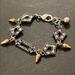 Anthropologie Jewelry | Anthropologie Antiqued Two Tone Crystal Spike Drop Link Bracelet | Color: Gold/Silver | Size: About 8.25 W Extension