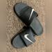 Nike Shoes | Euc Unisex Nike Youth Slides Sz 5 Black Pool Beach Sandal Water Shoe Flip Flop | Color: Black/White | Size: 5bb