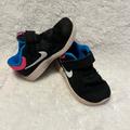 Nike Shoes | Nike Girls Velcro Tennis Shoes, Size 6c, Gently Preloved | Color: Black/Pink | Size: 6bb