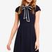 J. Crew Dresses | J. Crew Tie-Neck Navy & White Wool Dress | Color: Blue/White | Size: 8