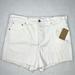 Jessica Simpson Shorts | Jessica Simpson Sz 14 White Frayed Hem High Waist 5 Pocket Button Fly Jean Short | Color: Silver/White | Size: 14