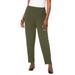 Plus Size Women's Stretch Knit Crepe Straight Leg Pants by Jessica London in Dark Olive Green (Size 14 W) Stretch Trousers