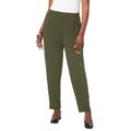 Plus Size Women's Stretch Knit Crepe Straight Leg Pants by Jessica London in Dark Olive Green (Size 22 W) Stretch Trousers