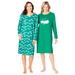 Plus Size Women's 2-Pack Long-Sleeve Sleepshirt by Dreams & Co. in Tropical Emerald Cat (Size M/L) Nightgown