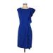 Calvin Klein Casual Dress - Sheath Crew Neck Short sleeves: Blue Solid Dresses - Women's Size 4