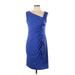Suzi Chin Cocktail Dress - Sheath Cowl Neck Sleeveless: Blue Print Dresses - Women's Size 12