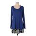 LOGO by Lori Goldstein Long Sleeve Blouse: Blue Tops - Women's Size Small