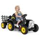 Maxmass Kids Electric Tractor and Trailer, Ride on Tractor with USB & Bluetooth, Toddler 4 Wheels Ride on Toy Car for 3+ Years (Black with Remote Control)