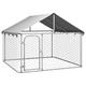 Gecheer Outdoor Dog Kennel with Roof Outdoor Animal Pet Supplies Runs Puppy Enclosure Safety Pet Kennel Cage Large Dog House 200x200x150 cm