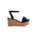 Nine West Wedges: Blue Print Shoes - Women's Size 8 - Open Toe