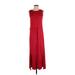 Lands' End Casual Dress - A-Line Crew Neck Sleeveless: Red Solid Dresses - Women's Size Small