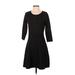 Nina Leonard Casual Dress - A-Line Scoop Neck 3/4 sleeves: Black Print Dresses - Women's Size Small