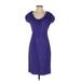 The Limited Casual Dress - Sheath Scoop Neck Short sleeves: Purple Solid Dresses - Women's Size 4