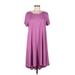 Lularoe Casual Dress - Midi Scoop Neck Short sleeves: Purple Print Dresses - Women's Size Medium