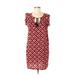 Ann Taylor LOFT Casual Dress - Shift Tie Neck Short sleeves: Red Dresses - Women's Size Medium Petite