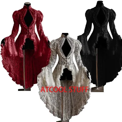 Vintage mittelalter liche Renaissance Hof Kleid Cosplay Kostüme Halloween Frauen Gothic Spitze Image