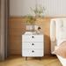 Modern Nightstand Stand Storage Cabinet, Steel Cabinet with 3 Drawers