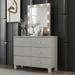 Champagne Silver Dresser with 6 Drawers and LED Lights Mirror