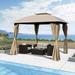 Gzxs 10x10ft Patio Garden Gazebo Canopy Outdoor Gazebo Tent With Curtains Khaki