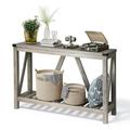 Pellebant Entryway Table Wood Console Table with Shelves Farmhouse Sofa Table Grey Wash