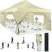 HOTEEL 13x26 Heavy Duty Canopy with 6 Sidewalls 2 Height Adjustable Commercial Tent Pop up Party Wedding Tent Outdoor Gazebo with Wheeled Bag Khaki