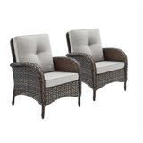 PARKWELL Patio Cushioned Chairs Set of 2 Outdoor Wicker Patio Furniture Sets Beige Cushion