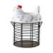 LSLJS Kitchen GadGets Colorful Design Eggs Basket Ceramic Chicken-Shaped Lid Round Wire Basket Bottom And Handle for Kitchen Home on Clearance