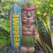 Ikohbadg Surfboard Decor Maya Totem Garden Skateboard Resin Patio Ornament Welcome Surfboarding Outdoor Decor Garden