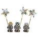 kesoto 3 Pieces Windmill Owl Garden Statues Owl Figurine Cute Desktop Ornament Flower Pot Decor for Cabinet Outside Living Room Desk