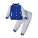 Kids Toddler Boys Clothes Color Block 3 Years Boys Long Sleeve Patchwork 4 Years Boys Casual Fall Winter Baseball Coat Jacket Knitted Pants 2PCS Outfit Set Blue