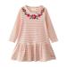 WOXINDA Girls And Toddler s Long Sleeve Dress Flower Appliques A Line Flared Skater Dress Cotton Dress Outfit