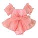 Wiueurtly 311 Baby Clothes Girls Short Sleeve Bowknot Solid Color Tulle Ruffles Romper Bodysuits