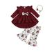 Bagilaanoe 3pcs Newborn Baby Girl Pants Set Long Sleeve A-Line Dress Tops + Floral Leggings + Headband 3M 6M 9M 12M 18M 24M Infant Casual Clothes