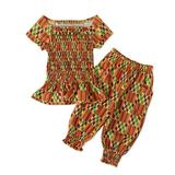 Wilucolt Girls Outfits Set Dashiki style Tops Baby Toddler Kids Bohemian Tee+Bloomers Girls Pants African Girls Outfits&Set