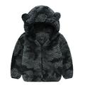 Winter Savings Clearance! Lindreshi Winter Coats for Toddler Girls and Boys Toddler Baby Boys Girls Stripe Camouflage Plush Cute Bear Ears Winter Hoodie Thick Coat Jacket