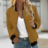 Brnmxoke Clearance 2023 Zipper Bomber Jacket for Teen Girls Lightweight Baseball Jackets Coats Fall Casual Crop Tops Outwear