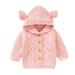 Wiueurtly Twins Girls Clothes Baby Girl Boy Knit Cardigan Sweater Hoodies Warm Tops Toddler Ear Outerwear Jacket Coat Outfit Clothes